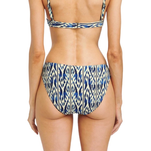 Robin Piccone Bikini Abba Key Hole Tassel Tie Botton Navy Print L NWT - Picture 2 of 10